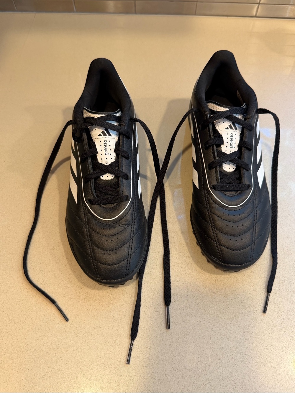 adidas Kids Black and White Soccer Sneakers